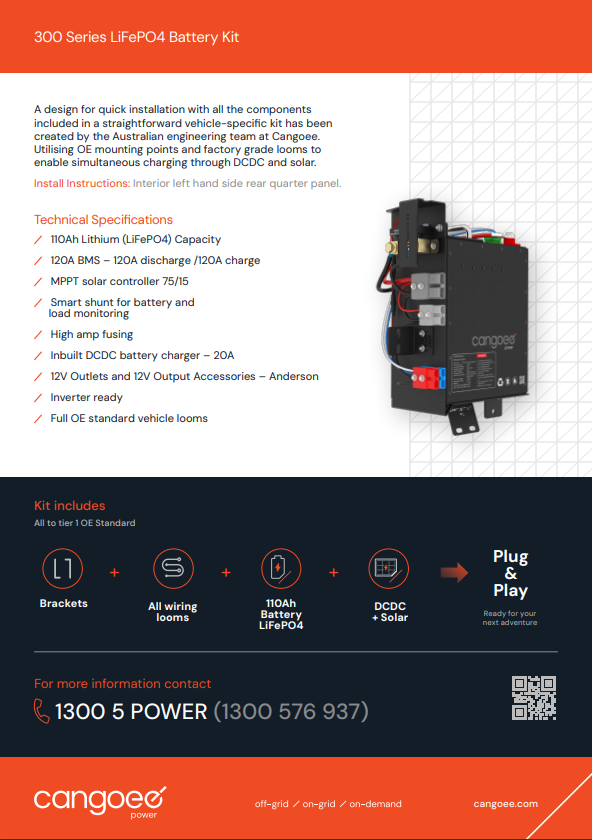 Toyota LC300 Series Lithium Battery Kit – 110Ah Cangoee Power Node with Smart Shunt & Solar