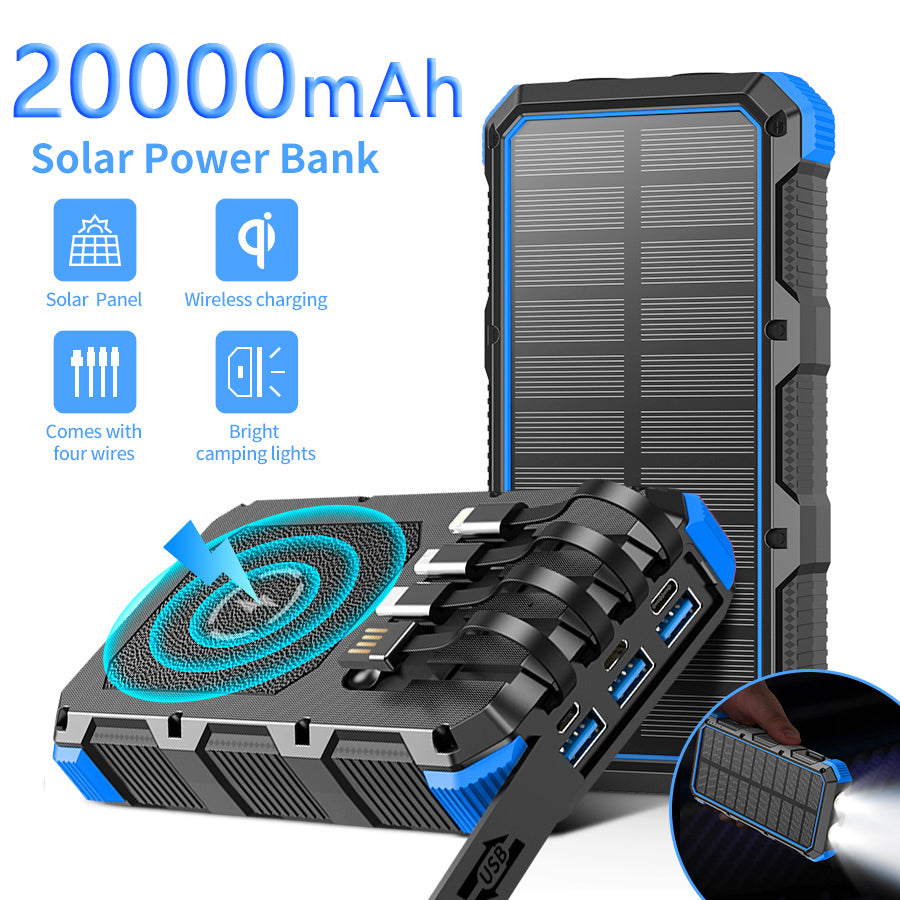 Portable Wireless Solar Power Bank 20,000mAh