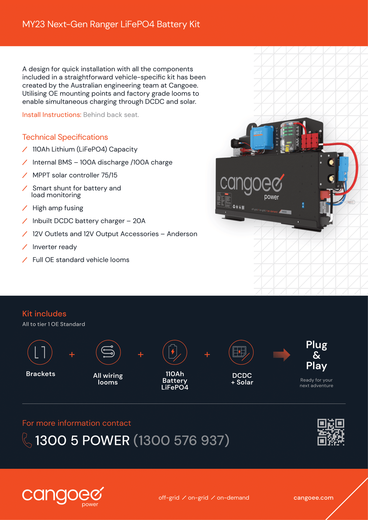 Ford Next Gen Ranger Lithium Battery Kit – 110Ah Cangoee Power Node with Smart Shunt & Solar