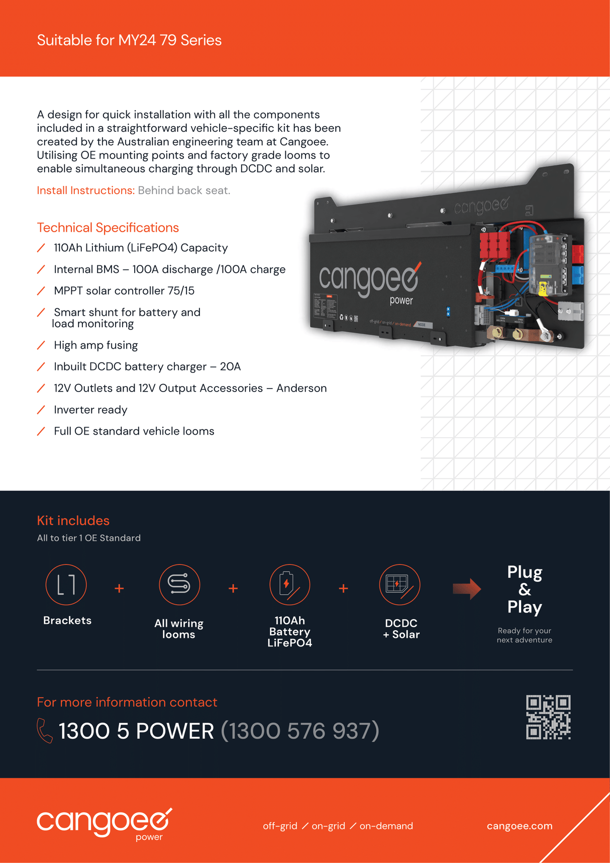 Toyota LC79 Series Lithium Battery Kit – 110Ah Cangoee Power Node with Smart Shunt & Solar