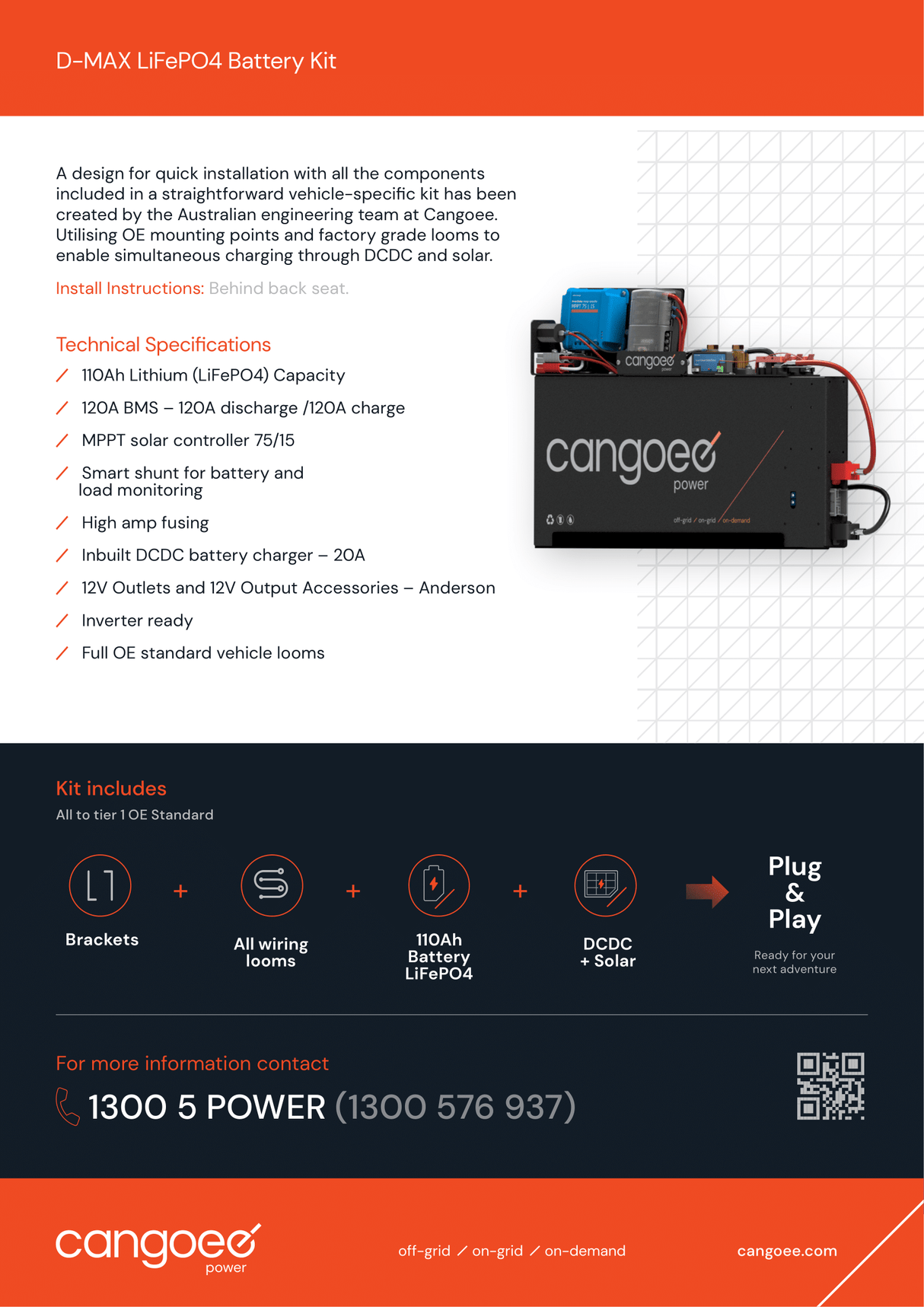 Isuzu D-MAX Lithium Battery Kit – 110Ah Cangoee Power Node with Smart Shunt & Solar