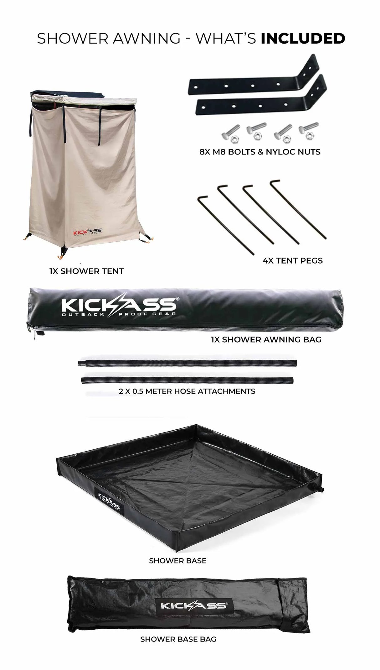 KickAss Premium Shower Tent Awning with Roof & Base