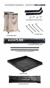 KickAss Premium Shower Tent Awning with Roof & Base